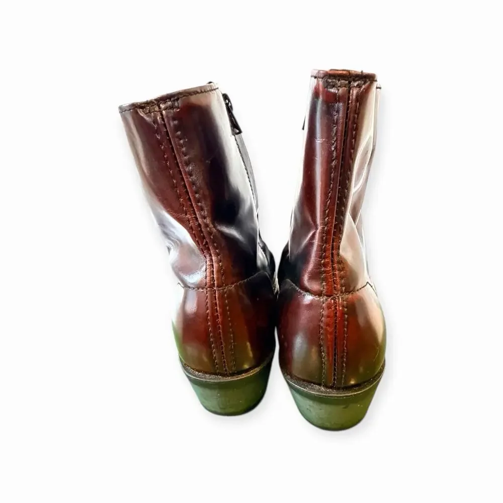 Laredo Men’s Leather Western Boot Size 10EW burgundy Size Zip Oil Resistant